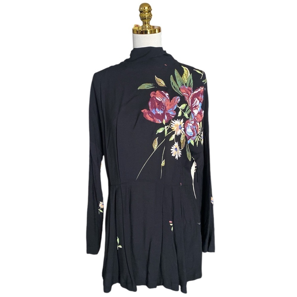 Free People Black and Pink Floral Tunic - Picture 6 of 11